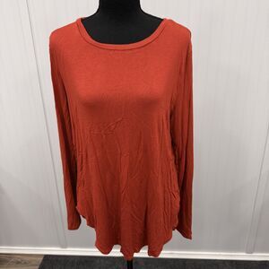 Old Navy Luxe Women's XL Orange Stretch Rayon Long Sleeve Round Neck Top